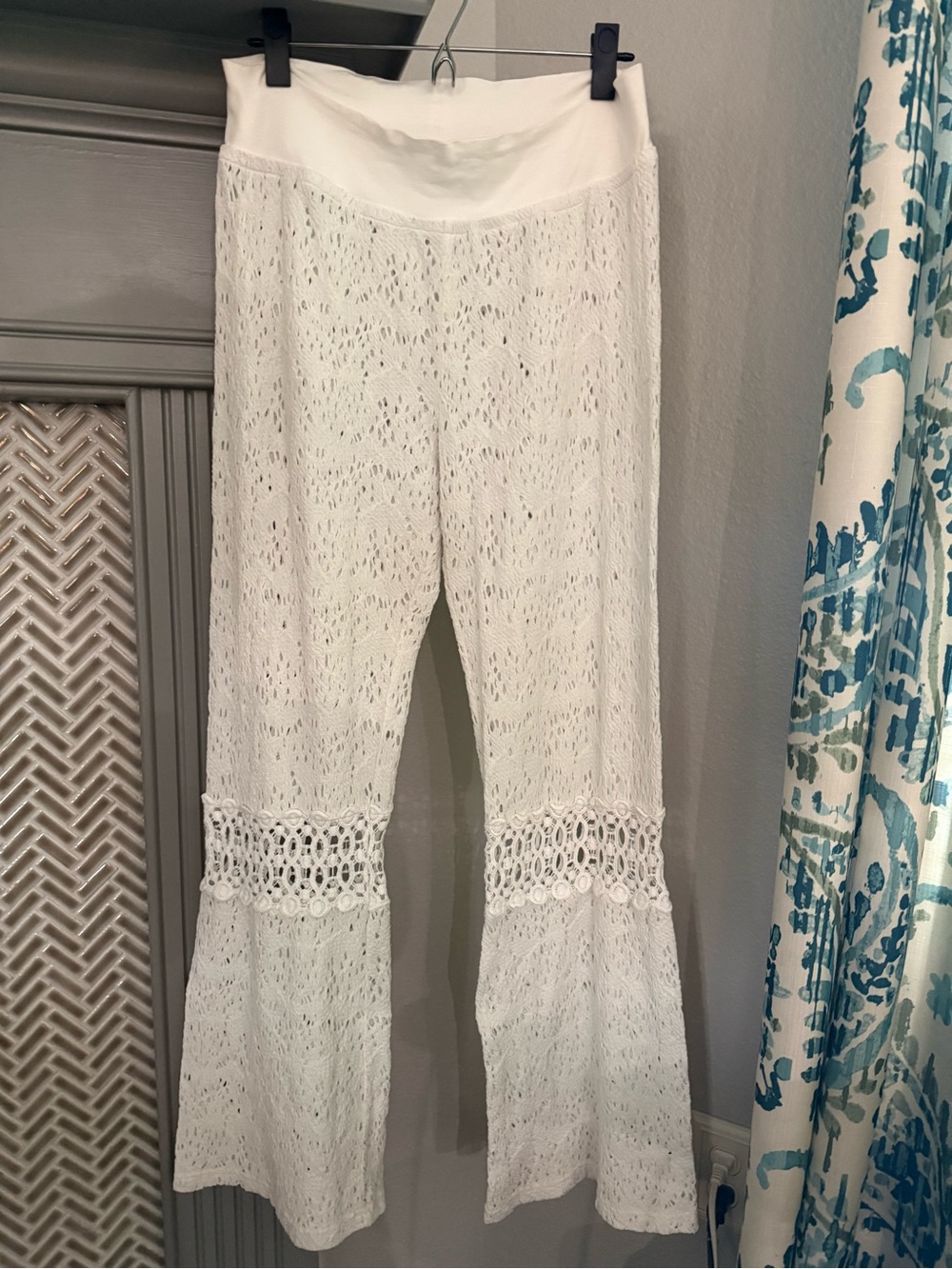White Crochet Flare Swim Coverup Pants